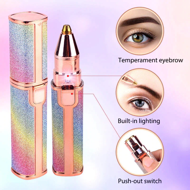 2 In 1 Eyebrow Trimmer For Women With Built-In Light - Rechargeable
